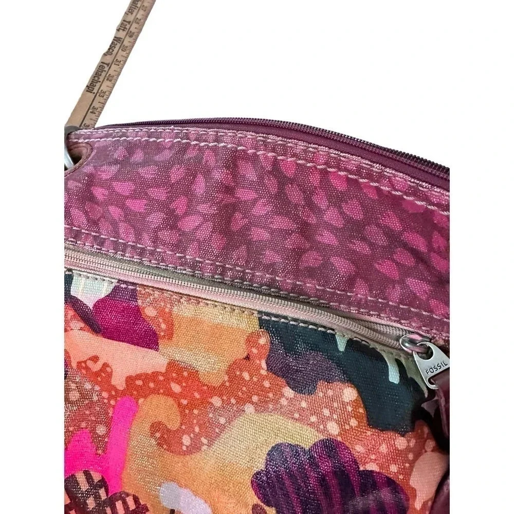 Fossil Key per Coated Canvas Mod Print Crossbody Satchel Bag - Picture 6 of 7